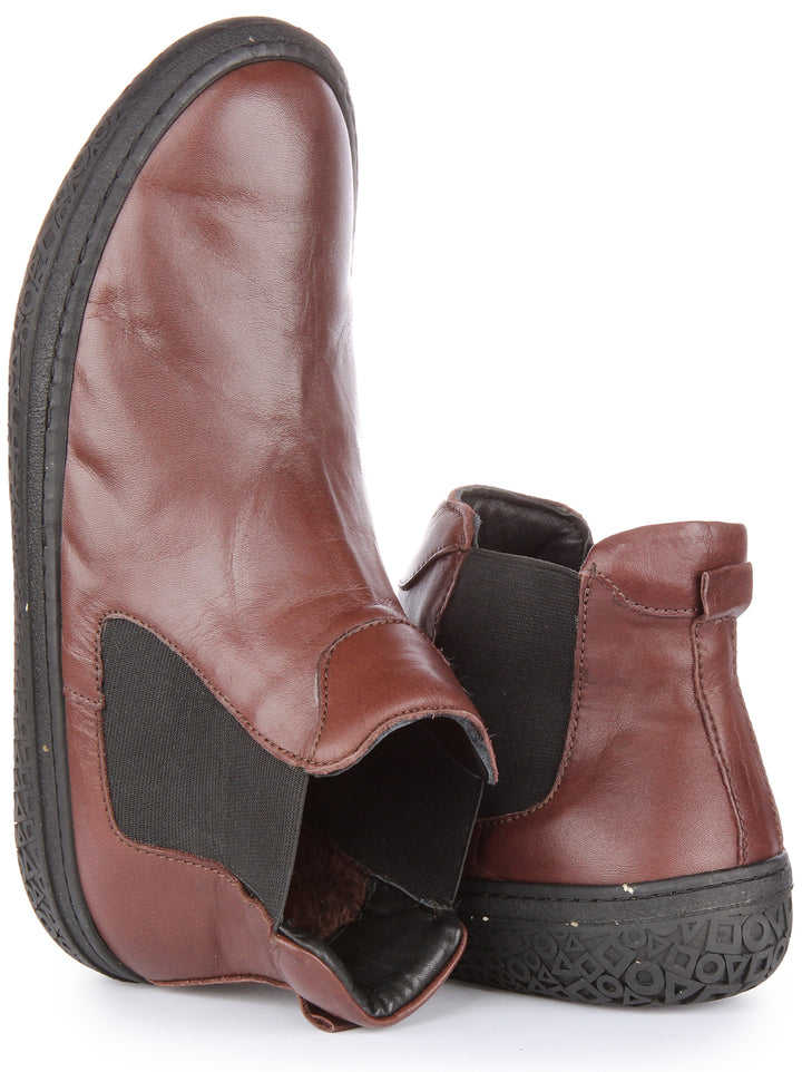 JUST REESS Roxy Frauen Leder Chelsea Stiefel Kaffee