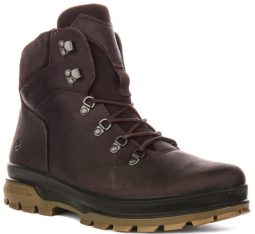 Ecco Rugged Track Boots In Coffee For Men
