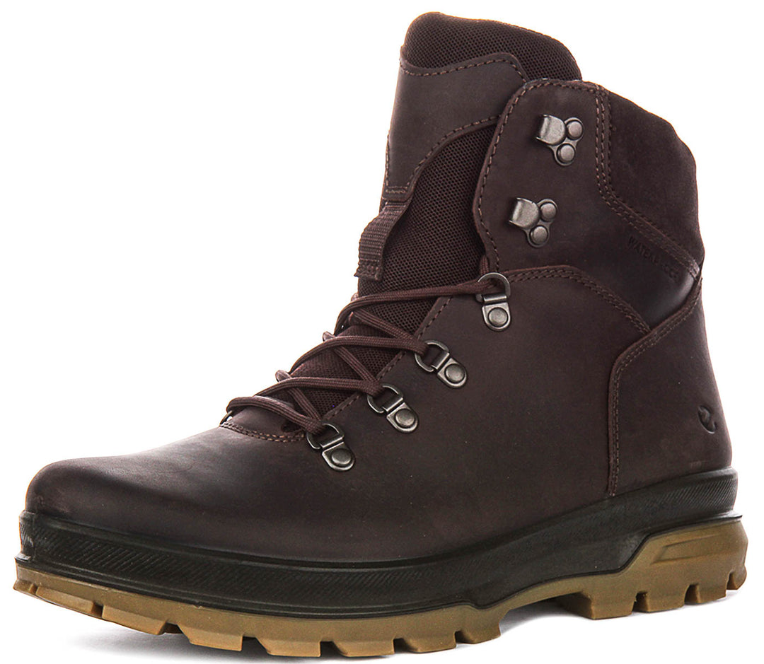 Ecco Rugged Track Boots In Coffee For Men