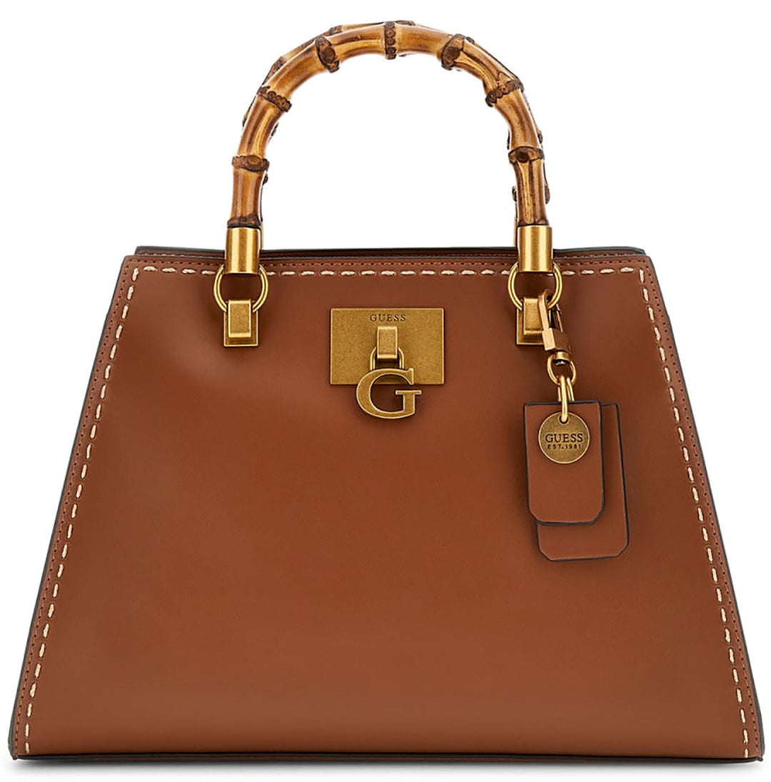 Guess Stephi Bamboo Tote, borsa a soffietto in similpelle per donne, color cognac
