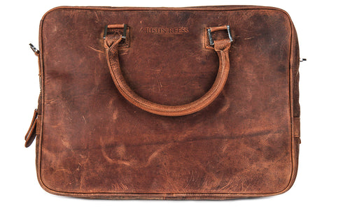 Justinreess England Vintage Valor In Tan Leather Laptop Bag