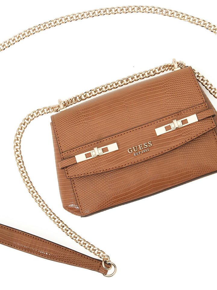 Guess Melinda Mini Cross Body Bag In Cognac For Women