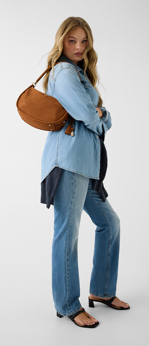 Guess Danya Logo Shoulder Bag In Cognac For Women