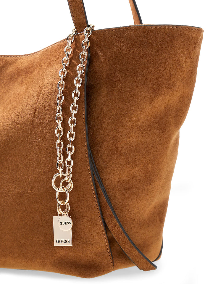 Guess Devon Shopper Satchel Bag In Cognac For Women