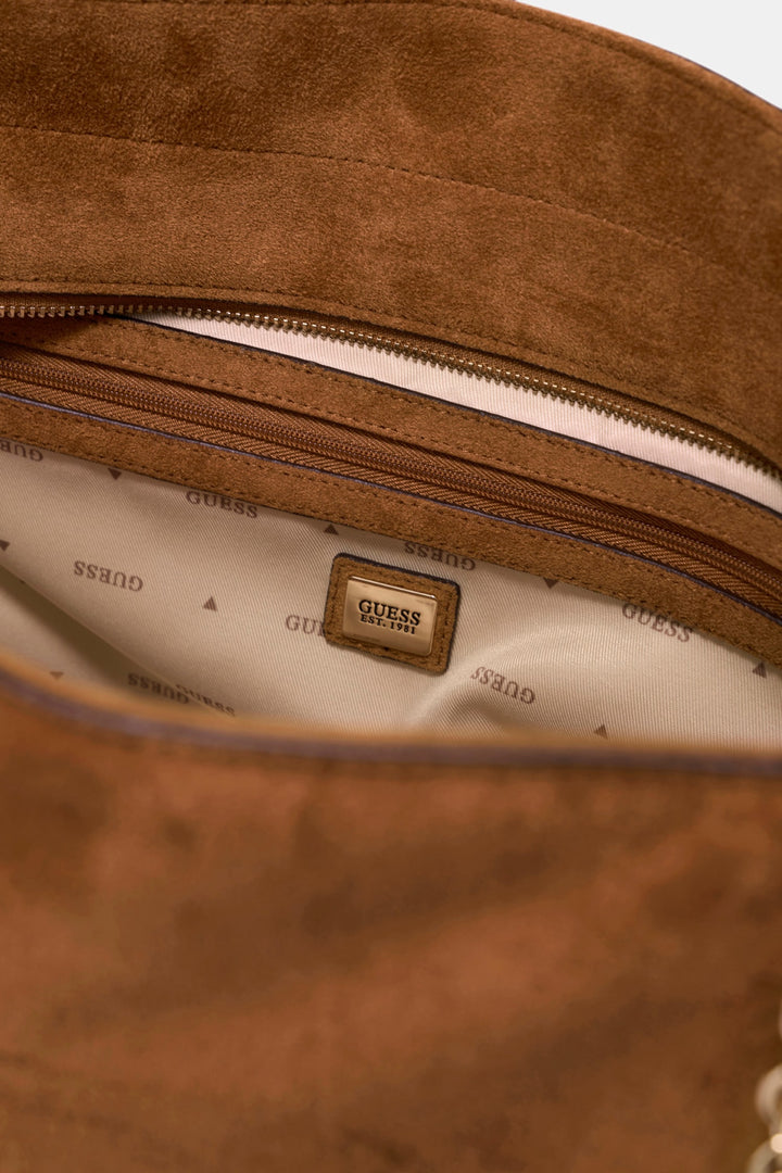 Guess Devon Shopper Satchel Bag In Cognac For Women