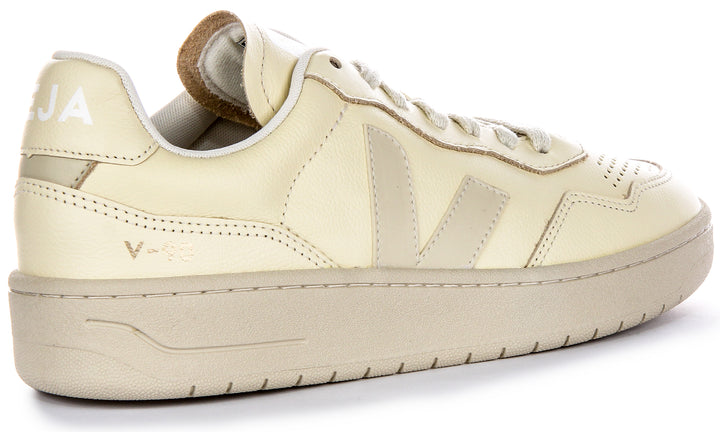 Veja V 90 Leather Trainers In Cream For Men