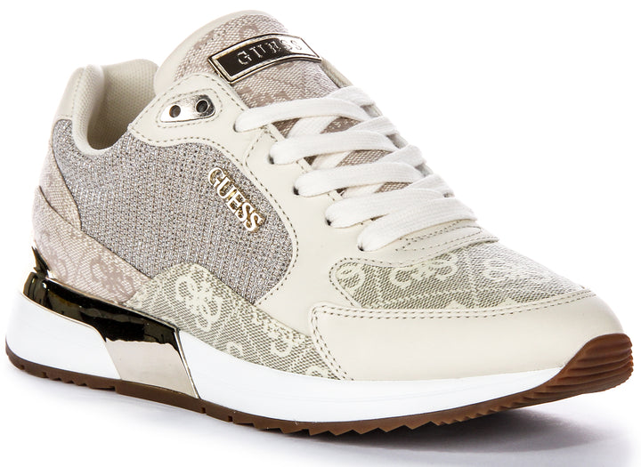 Guess Moxea10 Peony Logo Absatzplatten Damen Kunstleder Trainer in Creme