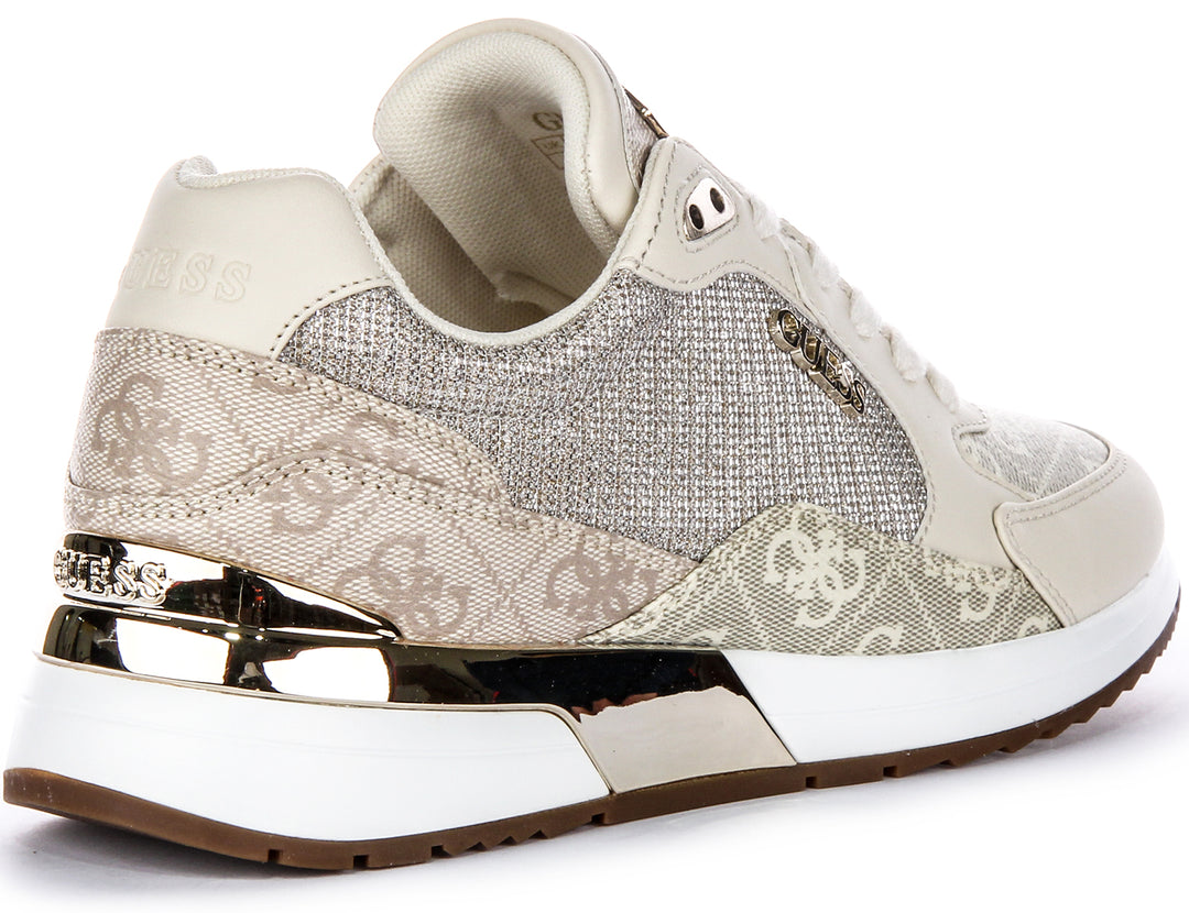 Guess Moxea10 Peony Logo Absatzplatten Damen Kunstleder Trainer in Creme