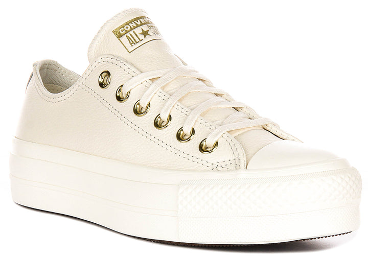 Converse All Star Lift A12765C In Cream Leather