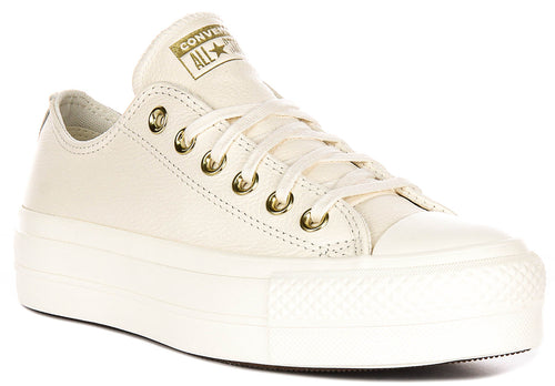 Converse All Star Lift A12765C In Cream Leather