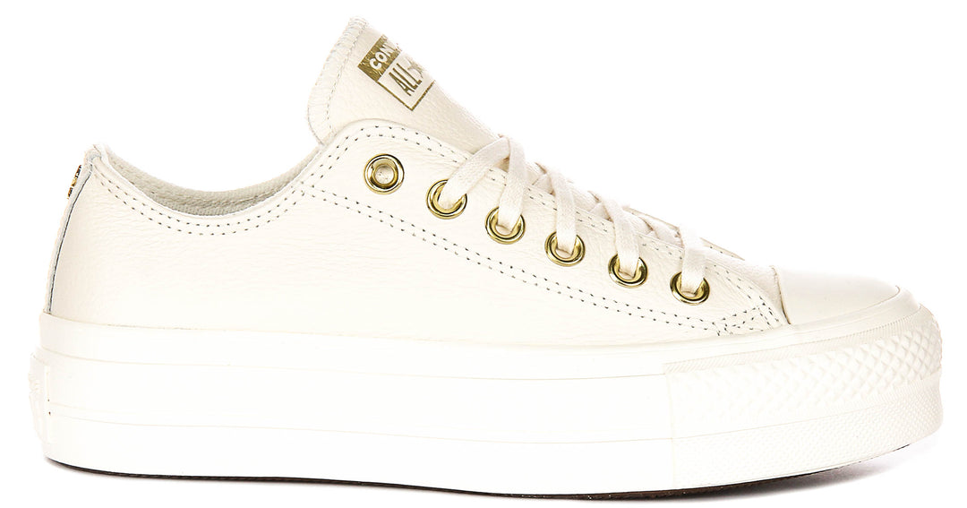 Converse All Star Lift A12765C In Cream Leather