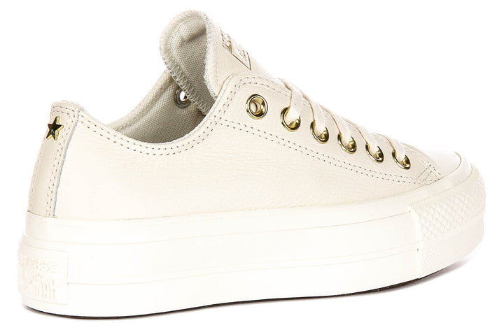 Converse All Star Lift A12765C In Cream Leather