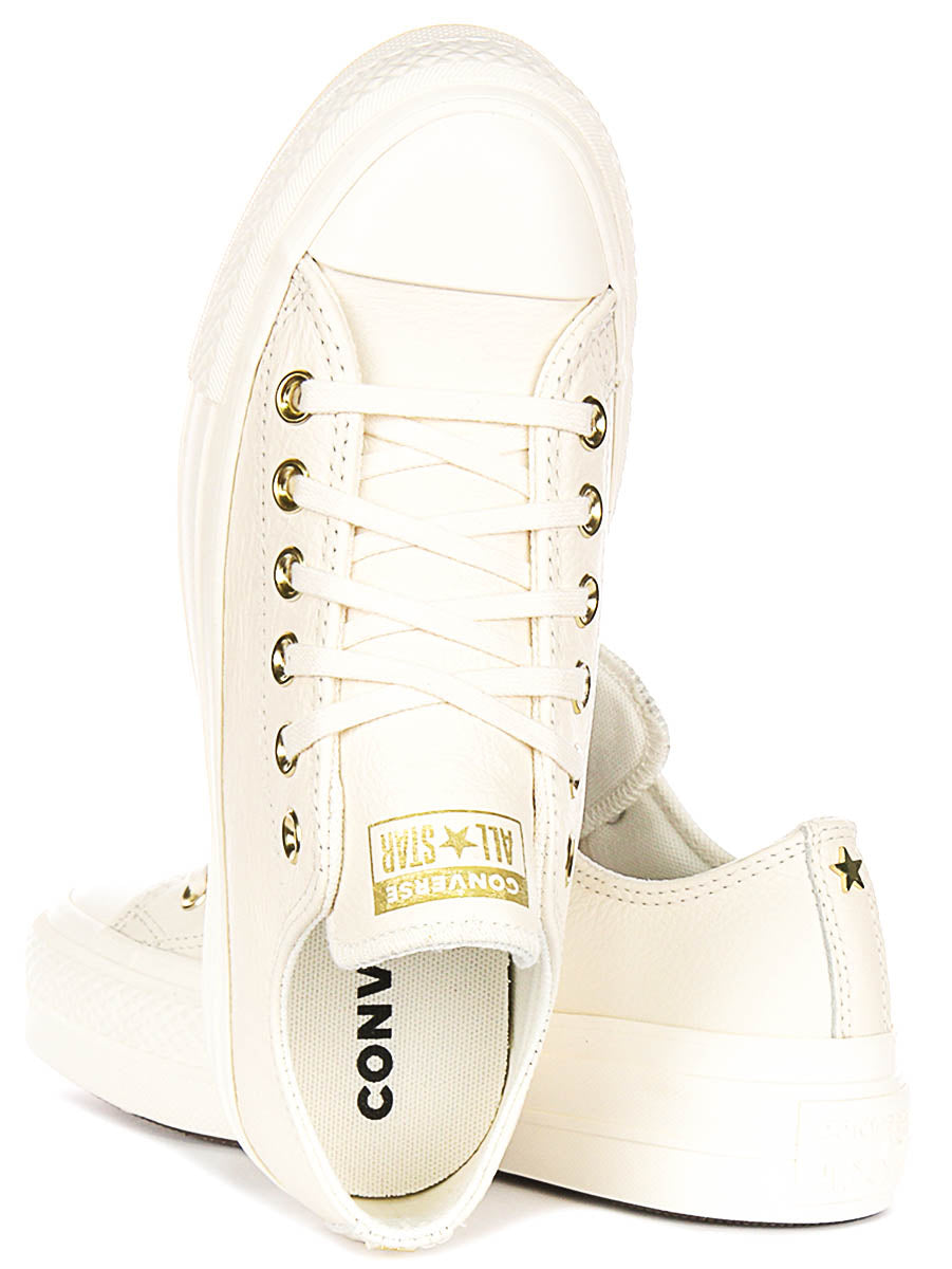Converse All Star Lift A12765C In Cream Leather
