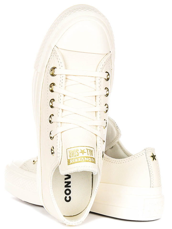 Converse All Star Lift A12765C In Cream Leather