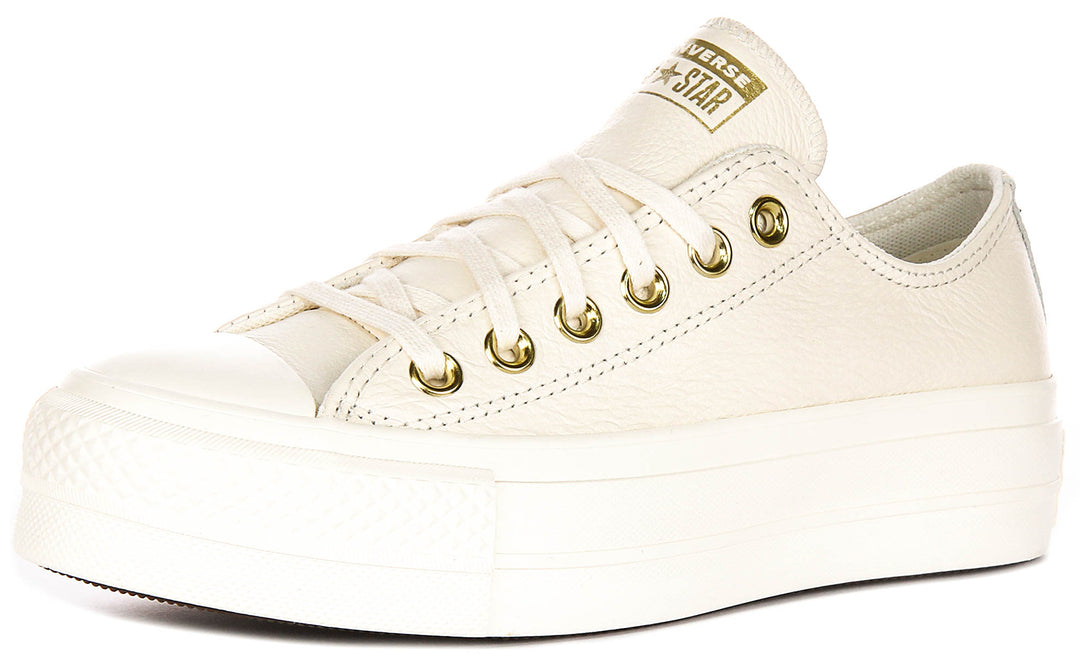 Converse All Star Lift A12765C In Cream Leather