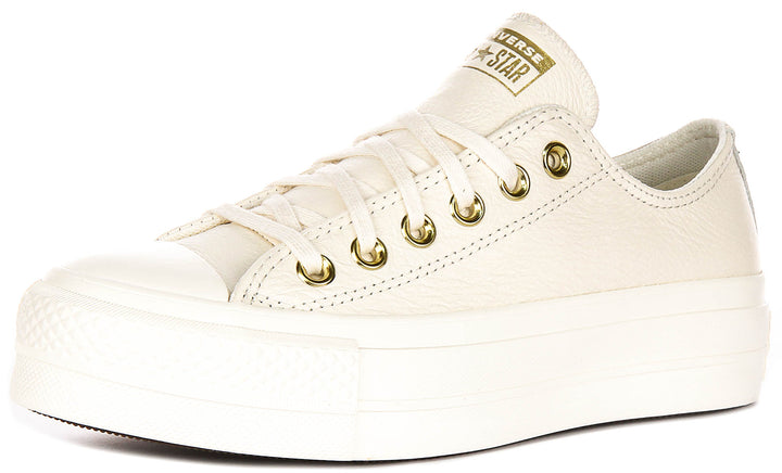Converse All Star Lift A12765C In Cream Leather