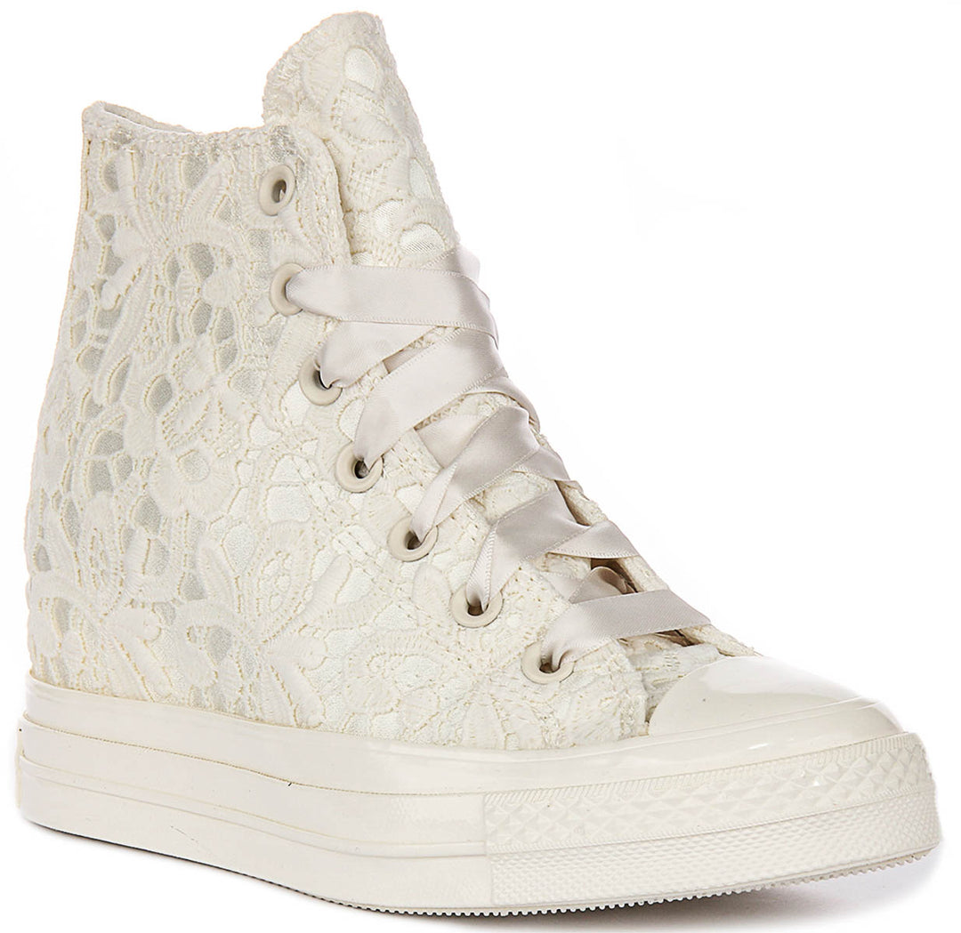 Converse All Star Wedge A15086C In Cream Crochet Print