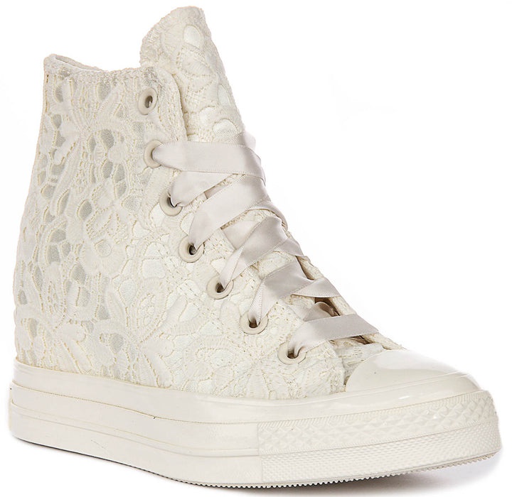 Converse All Star Wedge A15086C In Cream Crochet Print