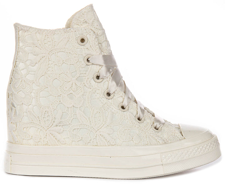 Converse All Star Wedge A15086C In Cream Crochet Print