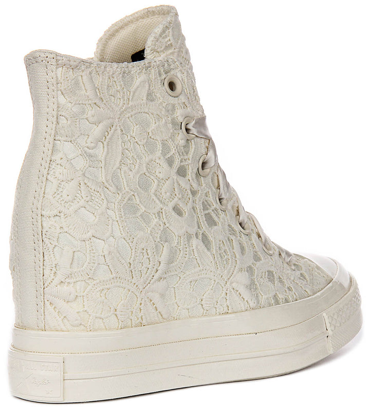 Converse All Star Wedge A15086C In Cream Crochet Print