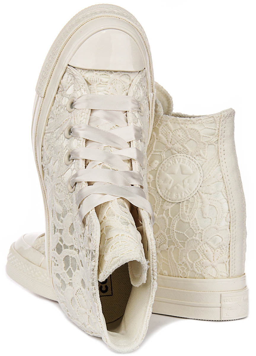 Converse All Star Wedge A15086C In Cream Crochet Print