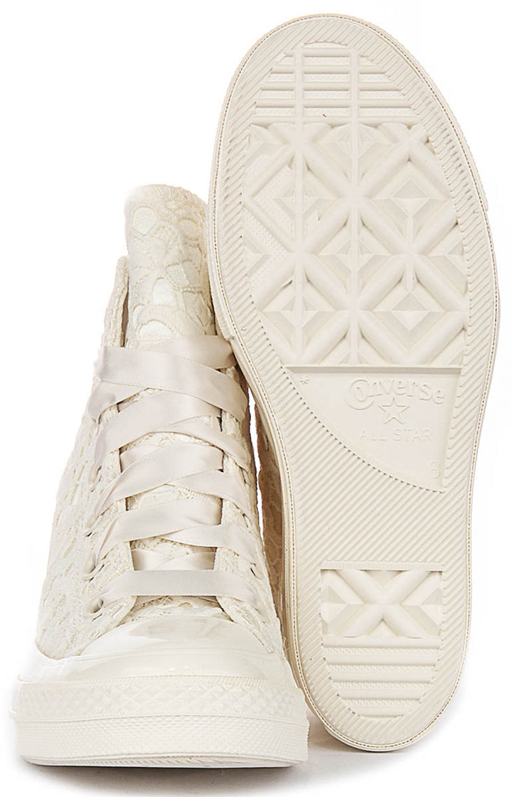 Converse All Star Wedge A15086C In Cream Crochet Print