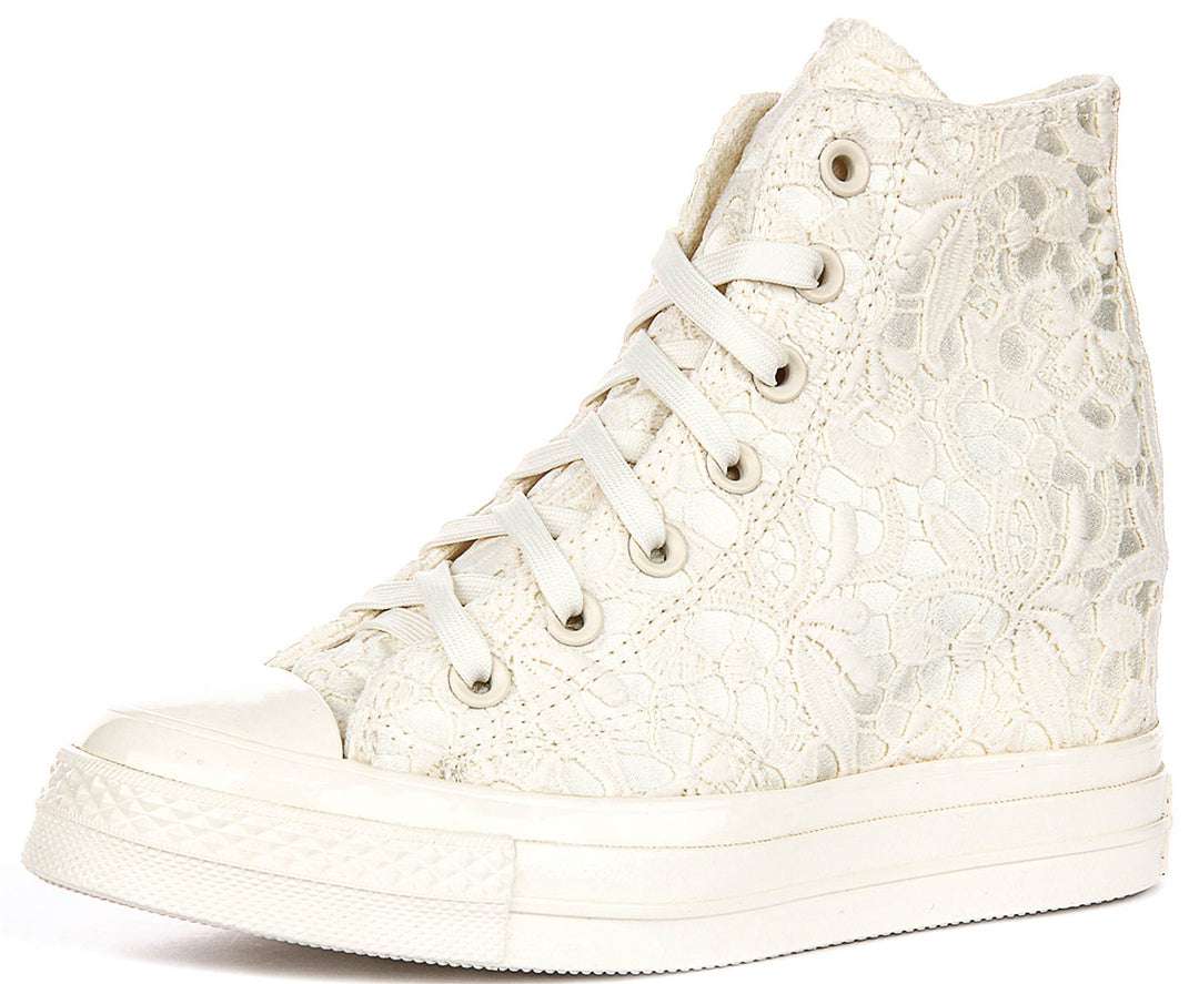 Converse All Star Wedge A15086C In Cream Crochet Print