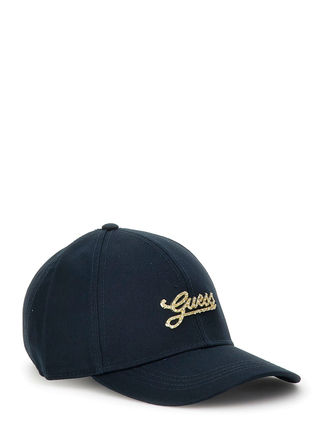 Guess Gold Logo Baseball Cap In Dark Blue For Women
