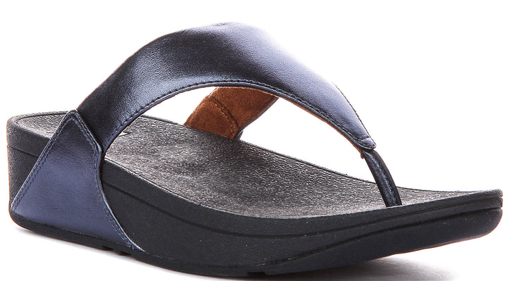 Fitflop Lulu Toe Leather In Dark Blue For Women