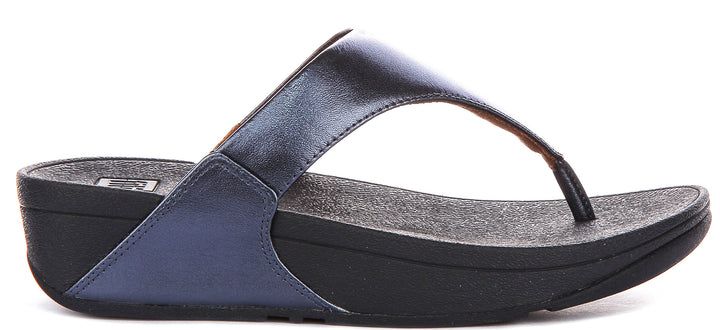 Fitflop Lulu Toe Leather In Dark Blue For Women