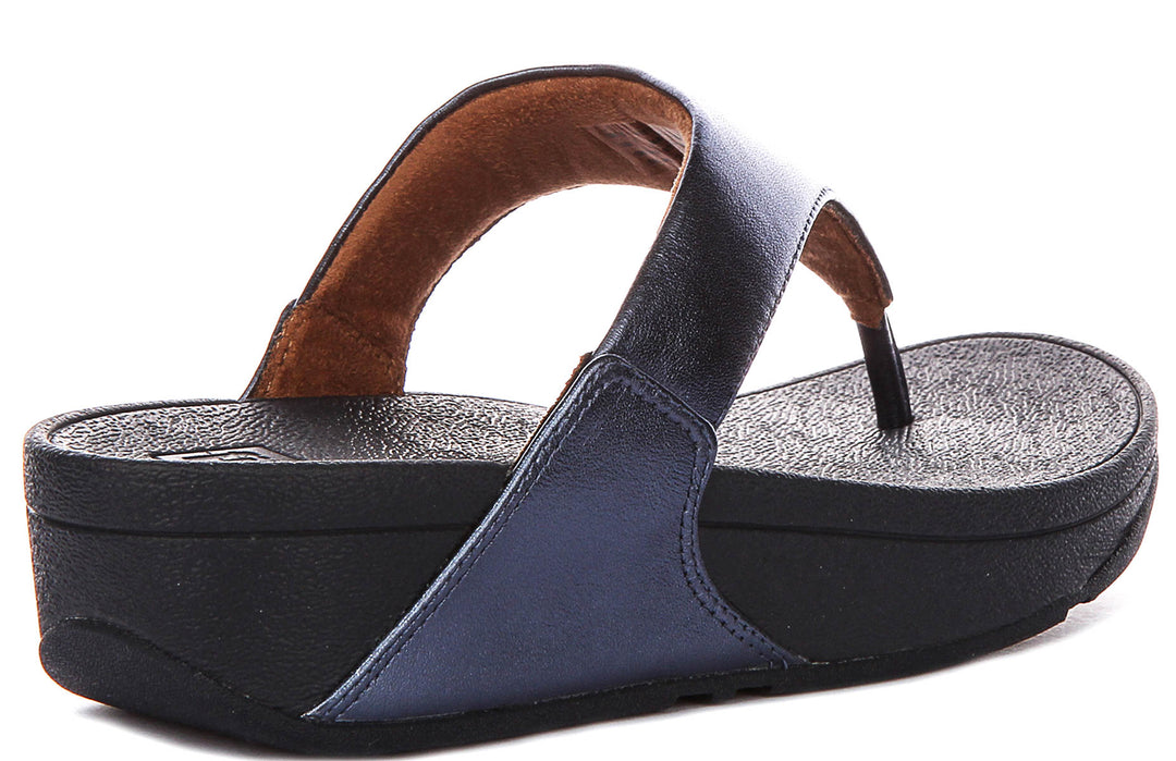 Fitflop Lulu Toe Leather In Dark Blue For Women