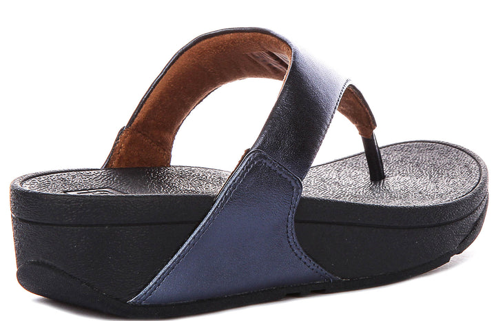Fitflop Lulu Toe Leather In Dark Blue For Women