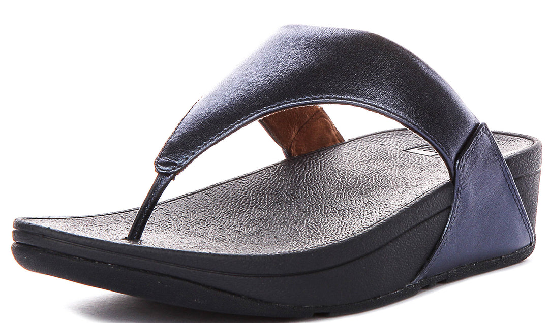 Fitflop Lulu Toe Leather In Dark Blue For Women
