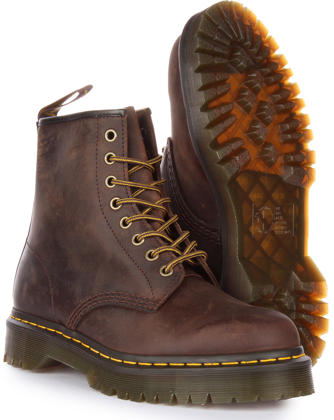 Dr Martens 1460 Bex Crazy Horse Botte en cuir 8 œillets à lacets poure en brun foncé