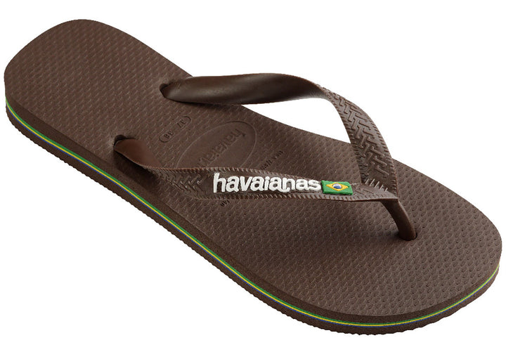 Havaianas Brasil Logo In Dark Brown Flipflops