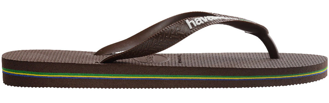 Havaianas Brasil Logo In Dark Brown Flipflops