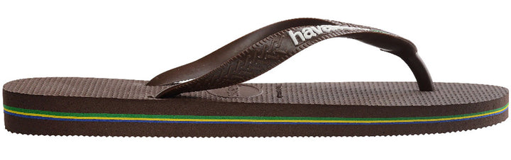 Havaianas Brasil Logo In Dark Brown Flipflops