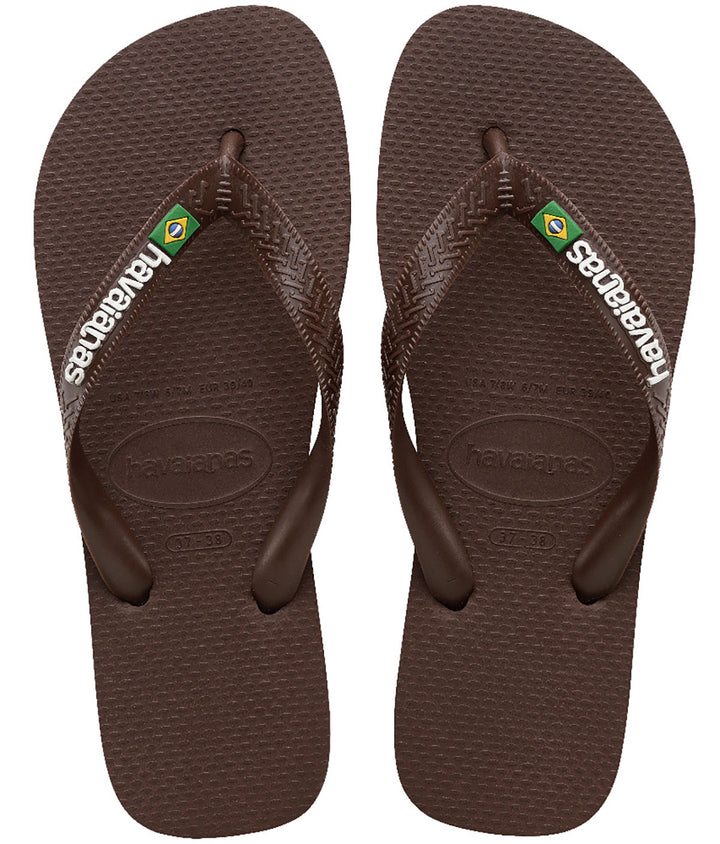 Havaianas Brasil Logo In Dark Brown Flipflops