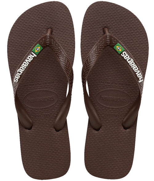 Havaianas Brasil Logo In Dark Brown Flipflops