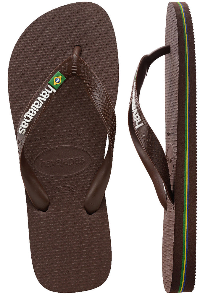 Havaianas Brasil Logo In Dark Brown Flipflops