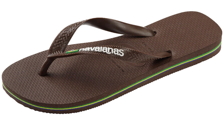 Havaianas Brasil Logo In Dark Brown Flipflops