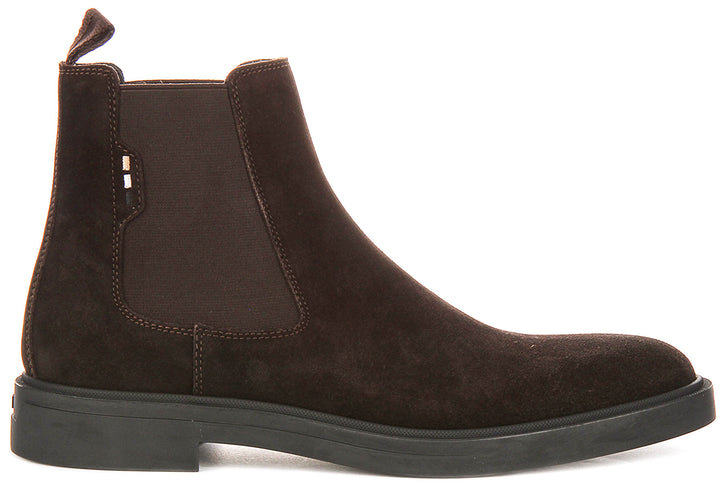 Boss Calev Cheb Suede Chelsea Boots In Dark Brown For Men
