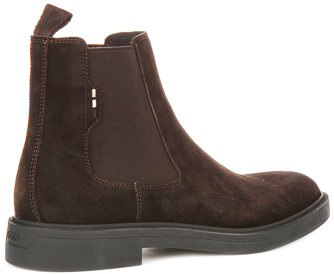Boss Calev Cheb Suede Chelsea Boots In Dark Brown For Men