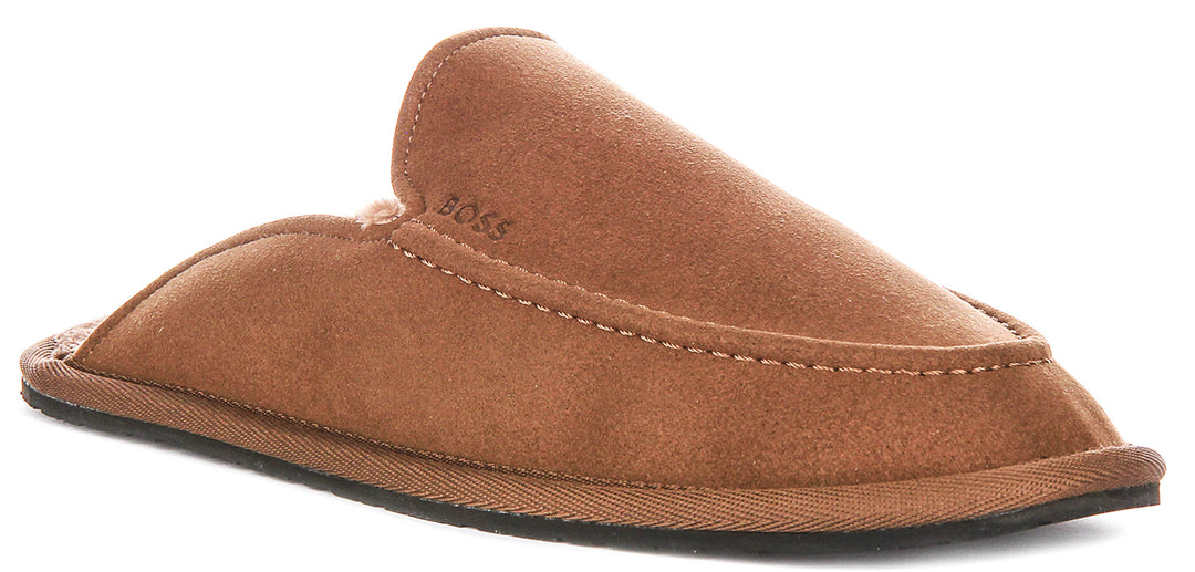 Boss Home Mule Slipper In Dark Brown For Men