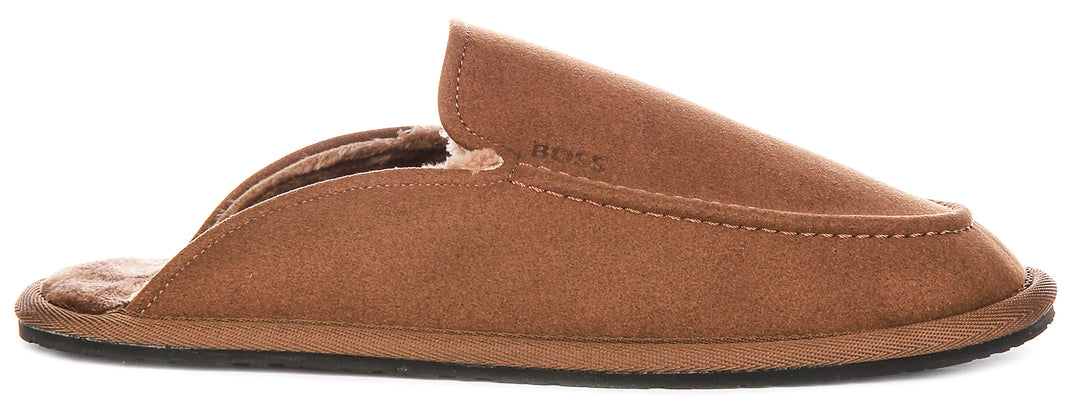 Boss Home Mule Slipper In Dark Brown For Men