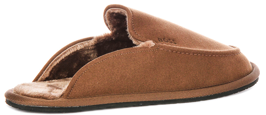 Boss Home Mule Slipper In Dark Brown For Men