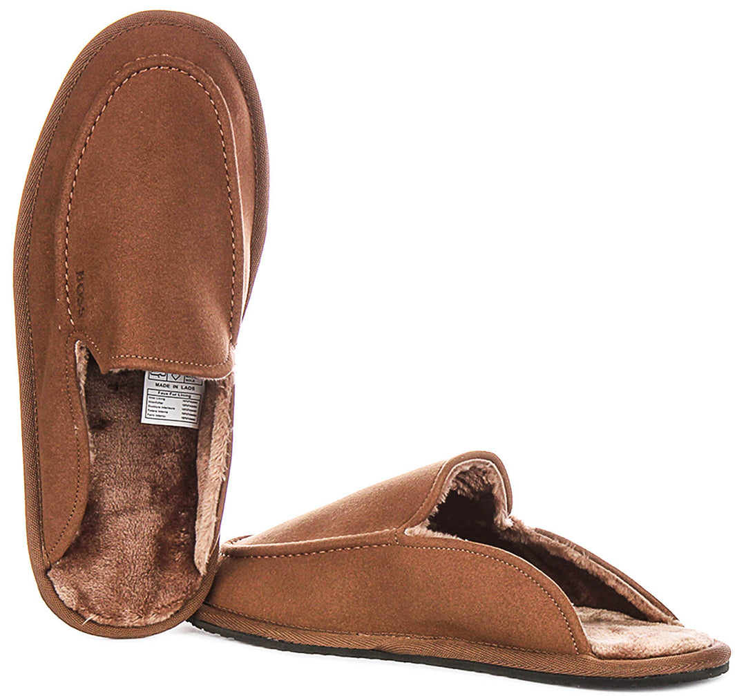 Boss Home Mule Slipper In Dark Brown For Men