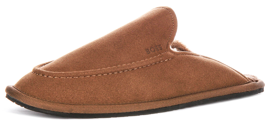 Boss Home Mule Slipper In Dark Brown For Men