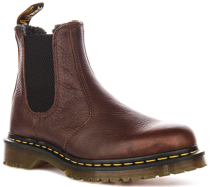 Dr Martens 2976 Faux Fur Lined Chelsea In Dark Brown
