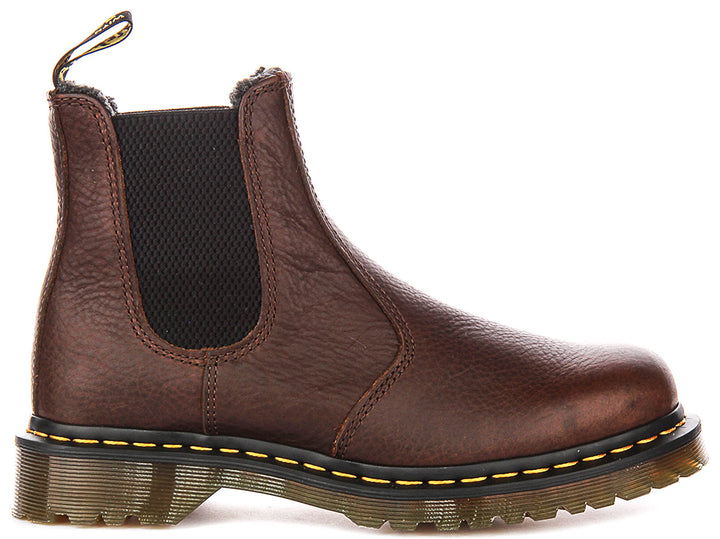 Dr Martens 2976 Faux Fur Lined Chelsea In Dark Brown